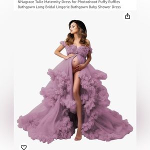 Lilac color maternity gown dress